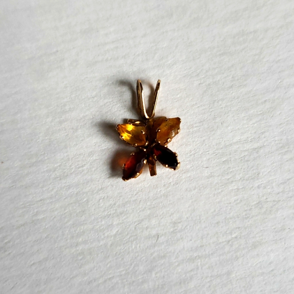 10k Butterfly Pendant Semi Precious Stones